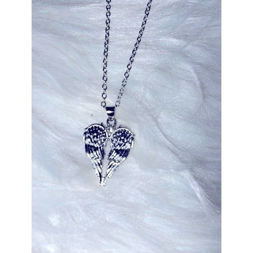 Necklace Cherished love & protection elegant angel winged heart pendant 17"chain - Picture 3 of 3