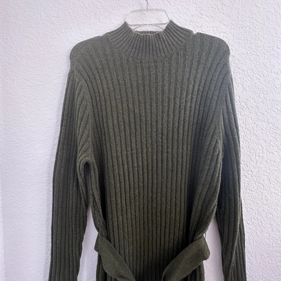 Лофт макси обтяжку ребро вязаный свитер платье размер XL зеленый L/S насмешливый шеи офис работы - Изображение 4 из 4