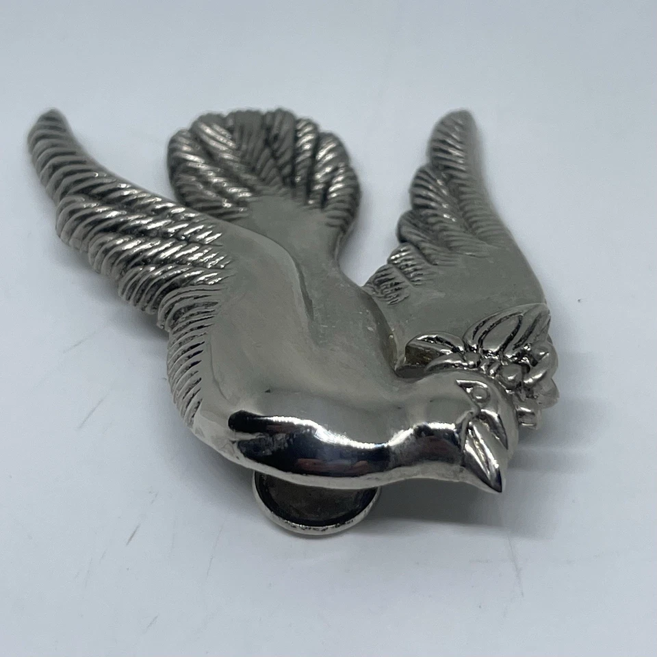 Vintage John Hardy Peace Dove Bird Tie Clip Tie Bar Silver Plated Signed 2 3/4” - Image 2 of 4