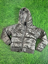 THE NORTH FACE SILVER PUFFER ZIP HOODED COAT JACKET GIRL'S SIZE XS 6