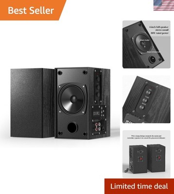 30W X 2 Powered Bookshelf Speakers - 3.5-RCA Input for Turntable, TV, PC, Rec...