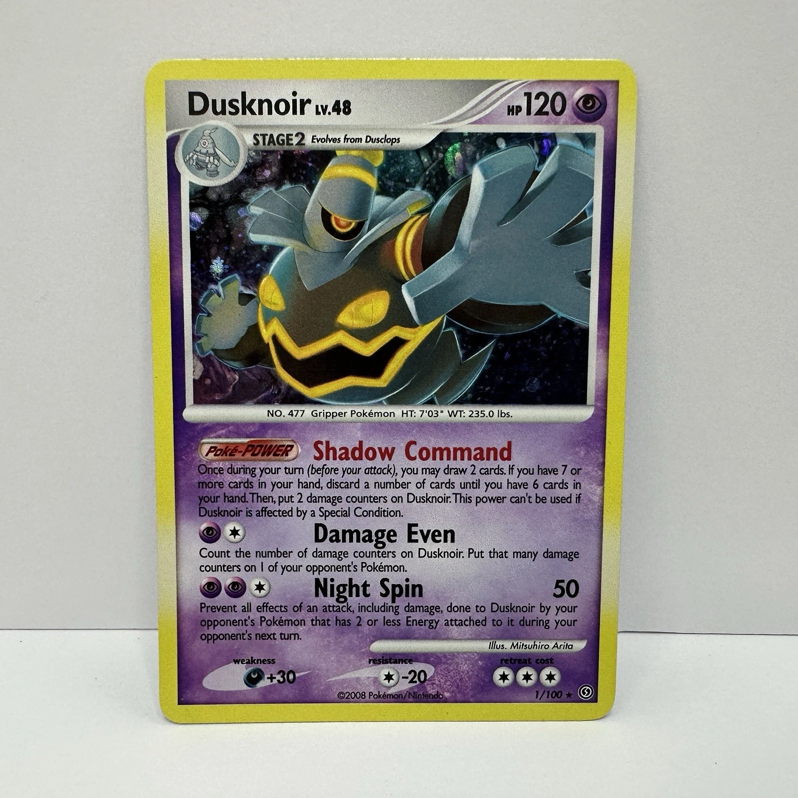 Pokemon TCG Dusknoir Stormfront 1/100 Holo Rare NM