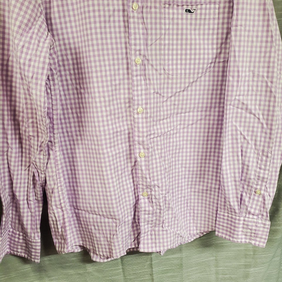 Vinyard Vines Plaid Shirt Mens Purple Button Down Medium Classic Fit