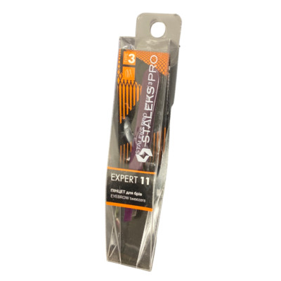 Tweezers For Eyebrow Staleks Pro EXPERT 11 TYPE 3 Wide Beveled Slant-Purple-1PK
