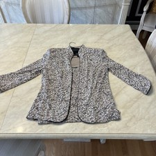 EUC SIZE SMALL ALEX EVENINGS JACKET  TANK SET BEIGE SILVER METALLIC EMBELLISH