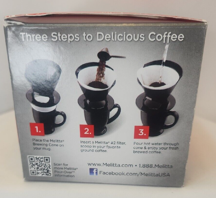 Melitta Filter Coffee Maker, Single Cup PourOver Brewer, Black, 1