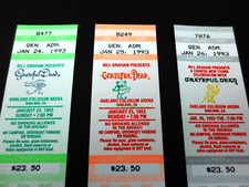 Grateful Dead Ticket Chinese New Year Rooster 1993 Oakland CA 1/24,25,26/93 Bear
