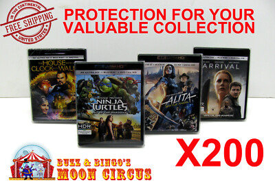 200x 4K UHD WITHOUT SLIPCOVER (SIZE 4K1) - CLEAR PLASTIC BOX PROTECTOR SLEEVE