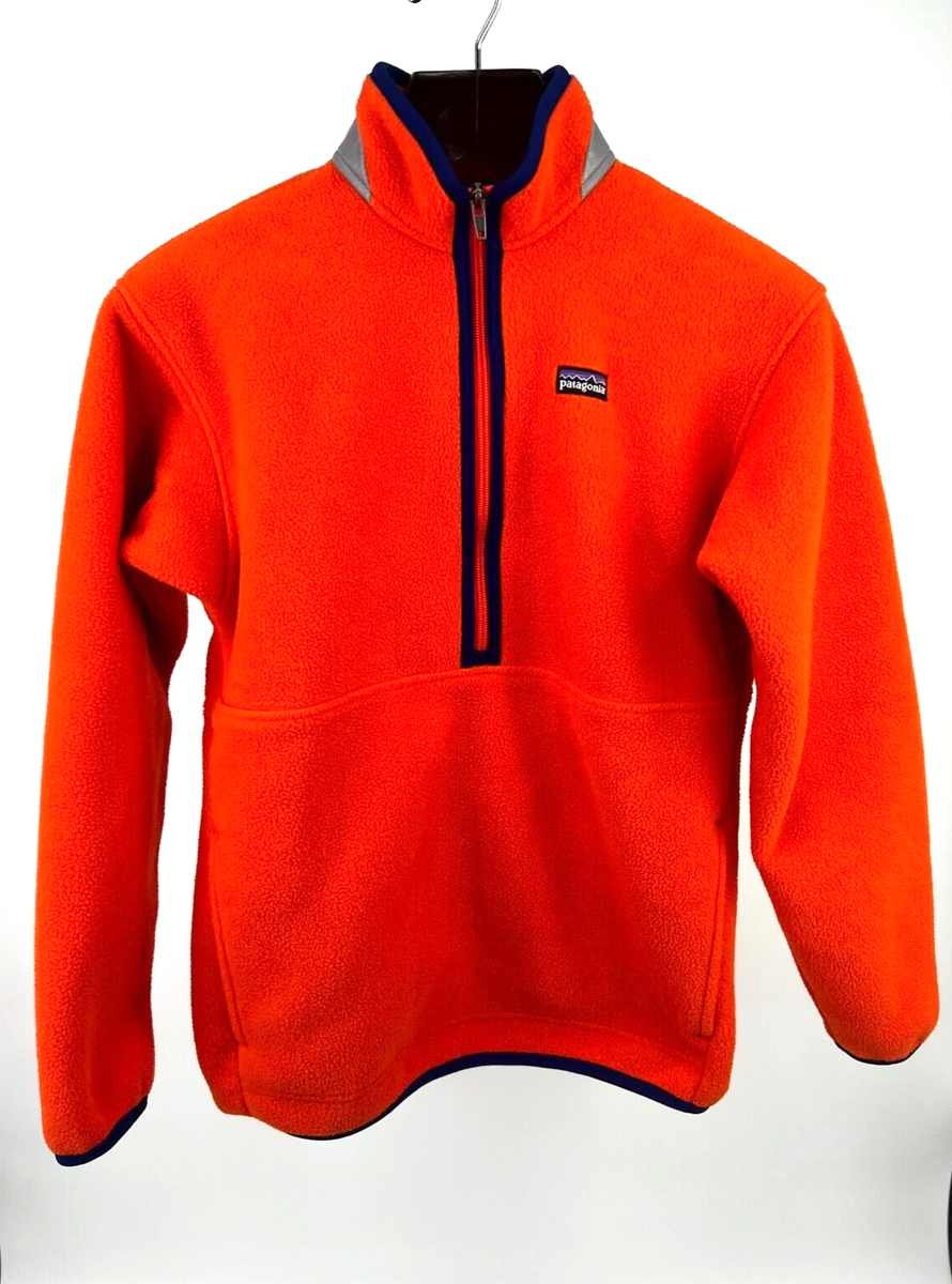 Patagonia Synchilla Orange Blue Fleece Pullover Youth Size XL (14
