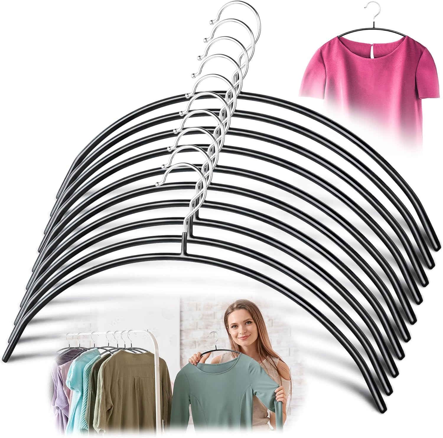 10 Pack Black Premium Steel Iron Clothes Hangers-image