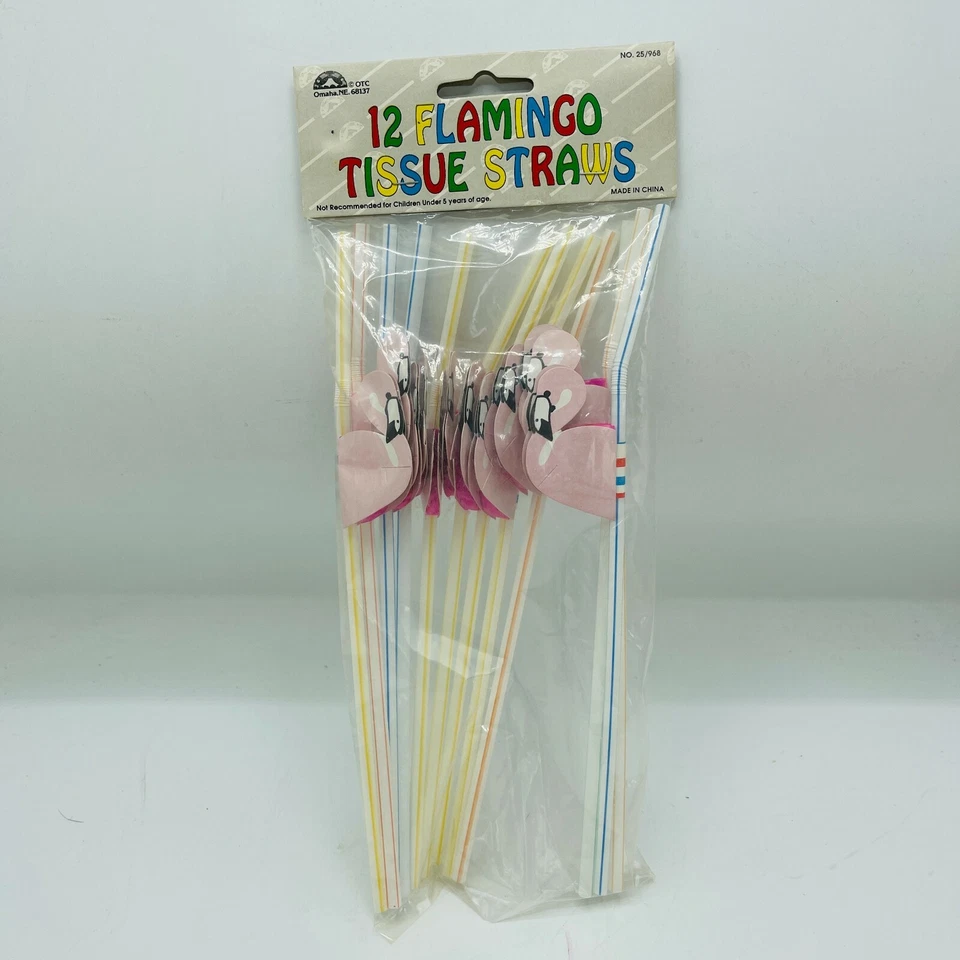 12 New Vintage Flamingo Straws Retro Pool Party Kitsch Florida Cottage Core  - Image 3 of 4