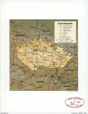 18'' x 24'' 1994 Map of Czech Republic