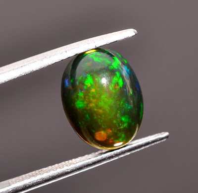 Natural Black Ethiopian Opal Oval Shape Cabochon Loose Gemstone 12X9X6 mm 3.13Ct