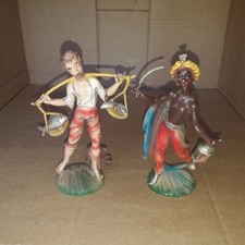 Lotto 2 Statuine Presepe Italy vintage Statuette plastica 13 cm
