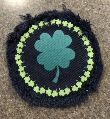 Clover Rustic Irish Sew On Patch 2 1/2  Round Fabric