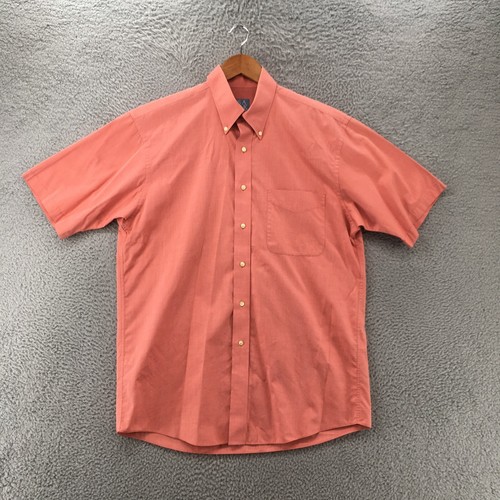 Jos A Bank Stays Cool Button Down Shirt Mens Medium Pink Short Sleeve Cotton