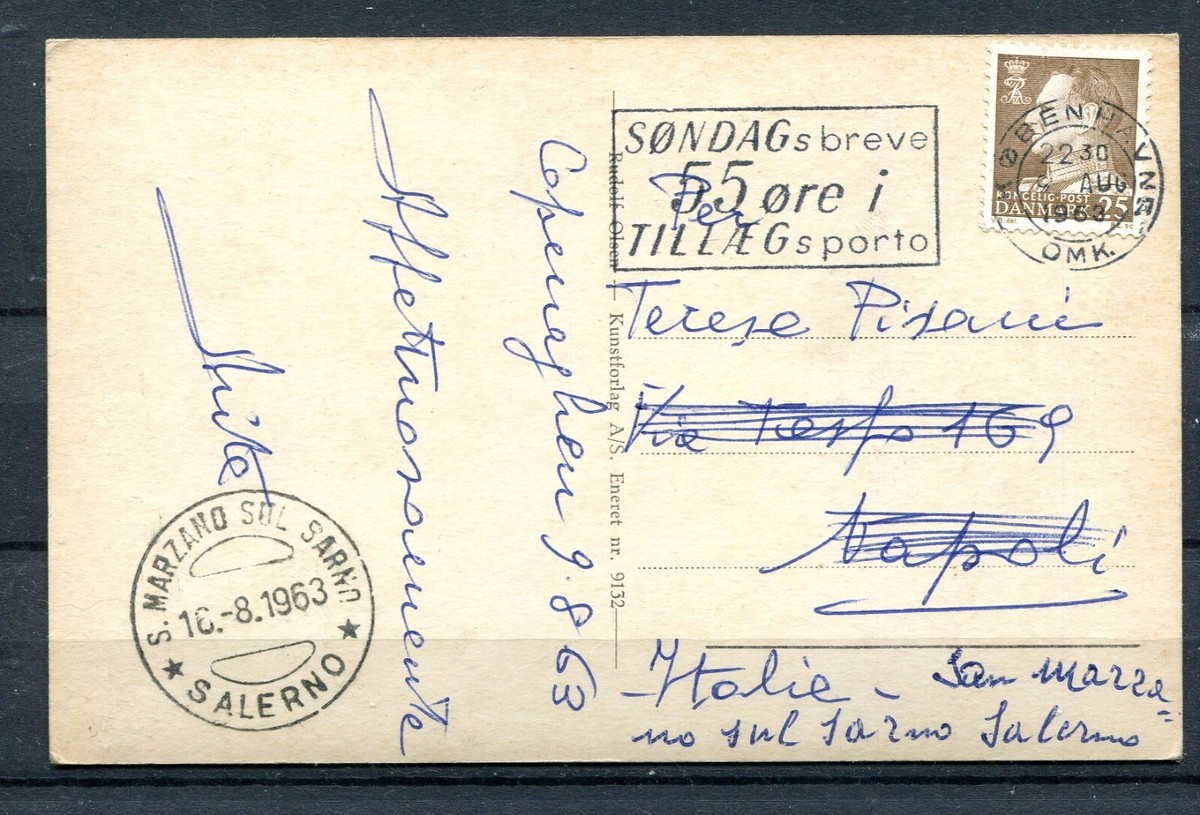 DENMARK 1963 postcard FREDENSBORG stamped to ITALY (G989) | eBay