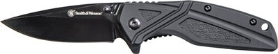 SMITH & WESSON KNIFE BLACK RUBBER 3'' BLK OXIDE BLADE W/POCKET CLIP
