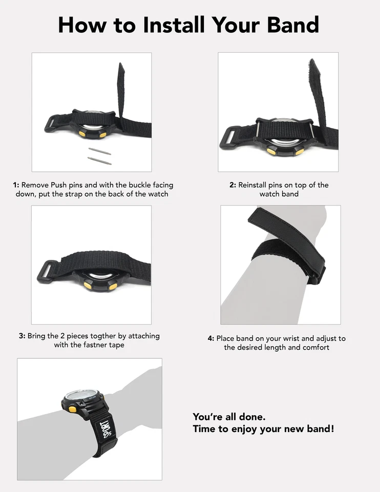 Bandini Nylon Sports Watch Strap - Hook and Loop Band- 18mm 20mm 22mm 24mm 26mm - Image 4 of 4