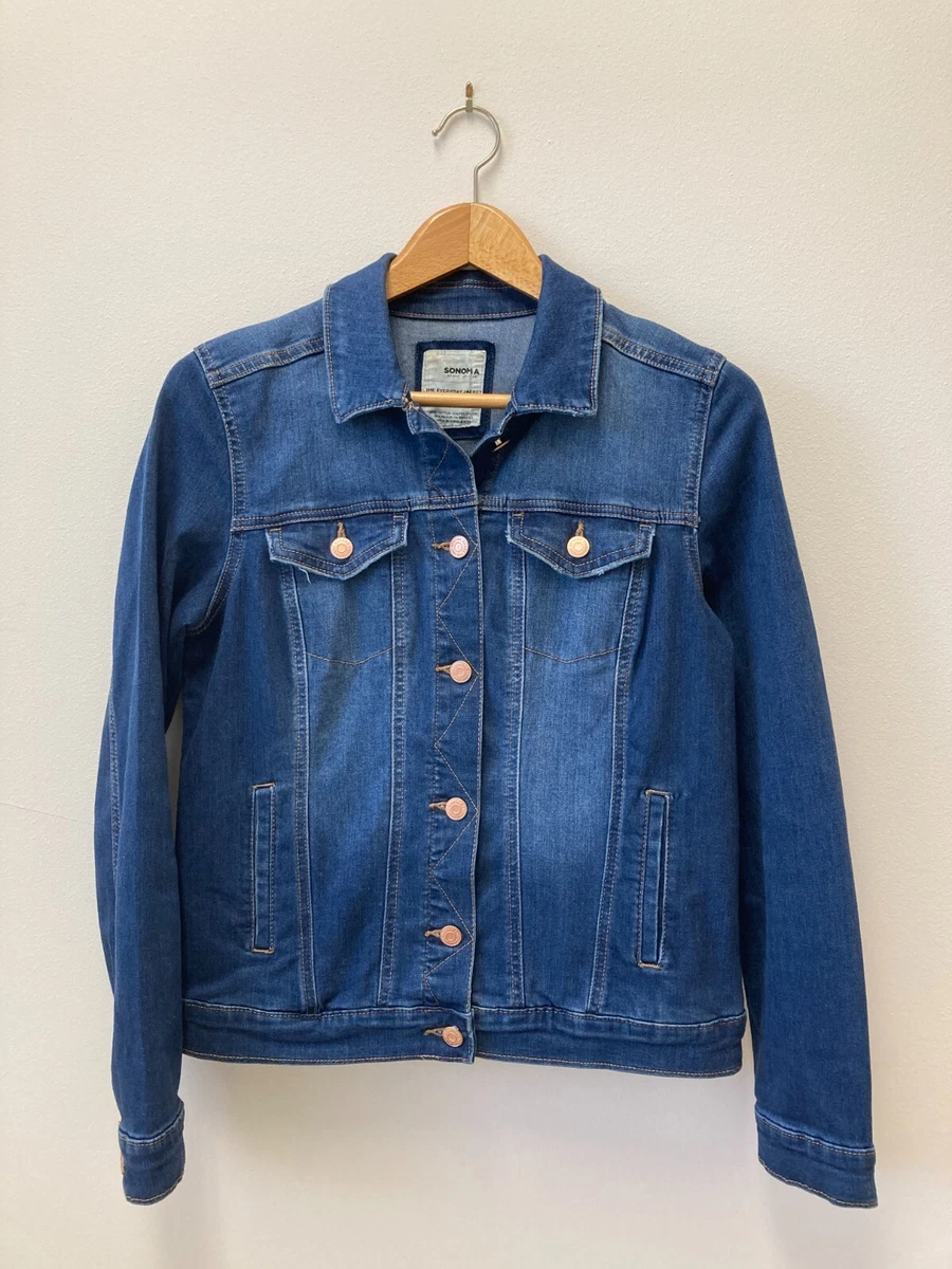 Sonoma Everyday Denim Jean Jacket Size S Dark Wash Stretch Trucker Style
