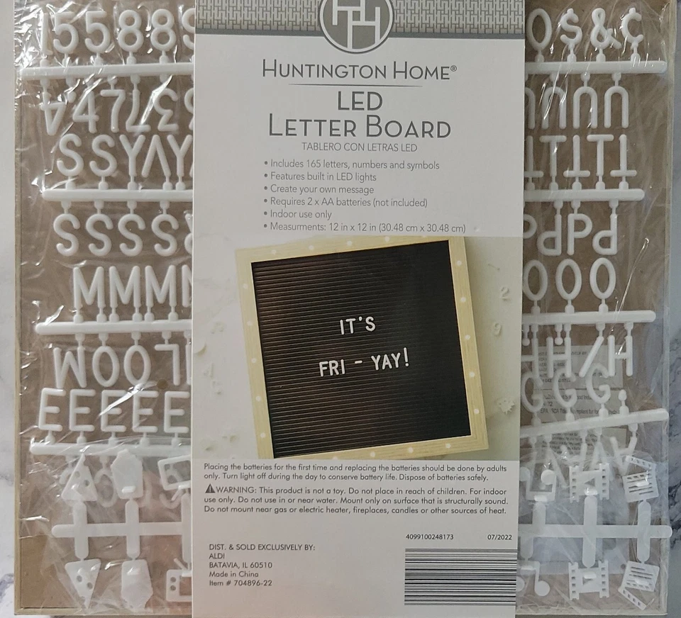 Changeable Letter Board by Huntington Home LED 12” X 12” Natural - Image 2 of 2