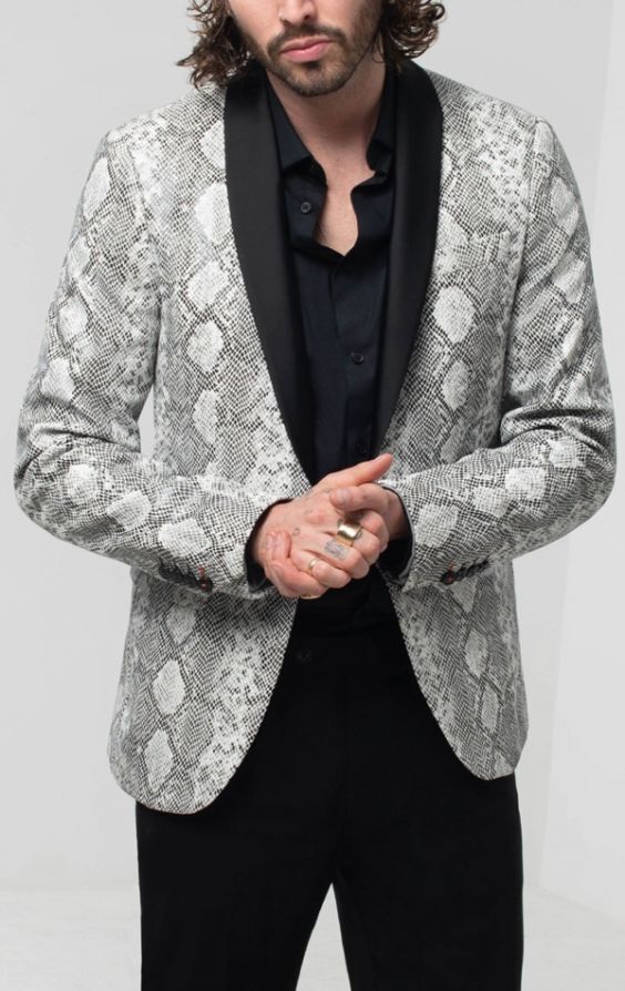 Avail London Skinny Fit Tuxedo Jacket In Snakeskin Size 36 Avail London Skinny Fit Tuxedo Jacket In Snakeskin Size 36