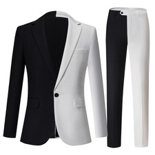 Men's Matching Two-piece Suit Casual Coats Business Slim Formal Jacket pants 2XL