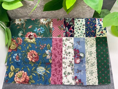 24 PC 5'' Matching Fabric Charm Set 12 Designs 2 Each New Free Ship 5FS1219