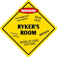 *Aluminum* Ryker's Room Kids Room Door 12"x12"  Metal Novelty Sign
