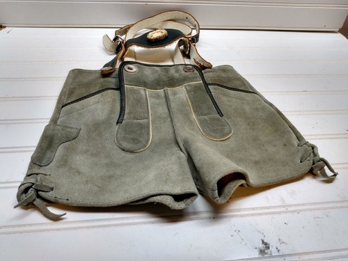 Lederhosen Boy Child Shorts Suspenders Genuine  German Cowhide Leather 20" Waist