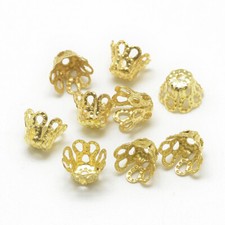Bead Caps Silver Or Gold Filigree Cup Flute Shape Fit 6mm To 8mm Beads