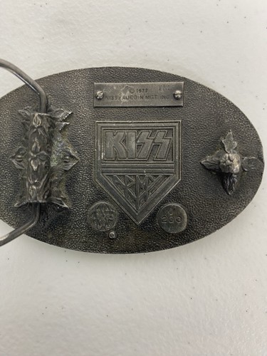 Vintage 1977 KISS Army Belt Buckle Pewter Rock Band Aucoin IMC USA - Picture 4 of 7