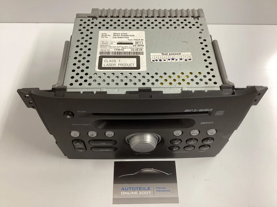 Suzuki Splash Radio Autoradio CD Player MP3 WMA Display PACR08 3910151K0 - Bild 2 von 4