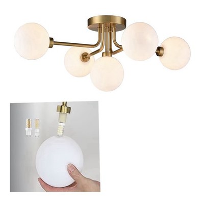 CLAXY Gold Ceiling Light Sputnik Semi-Flush Mount Light Fixture with Globes