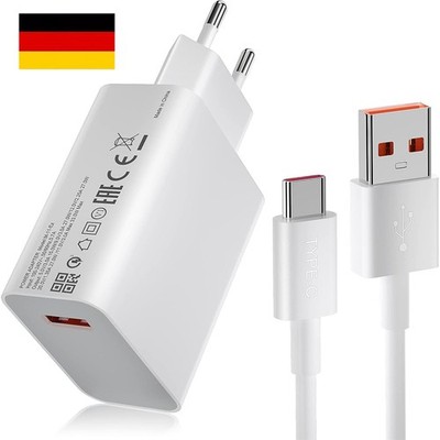 Für Xiaomi 33W Schnell Ladegerät Netzteil mit 2M USB-C Kabel Redmi Note10/11 NEU