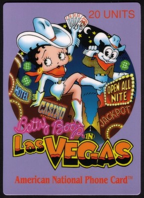 20u Betty Boop In Las Vegas: Cowgirl Mit Straight Flush JUMBO Telefonkarte