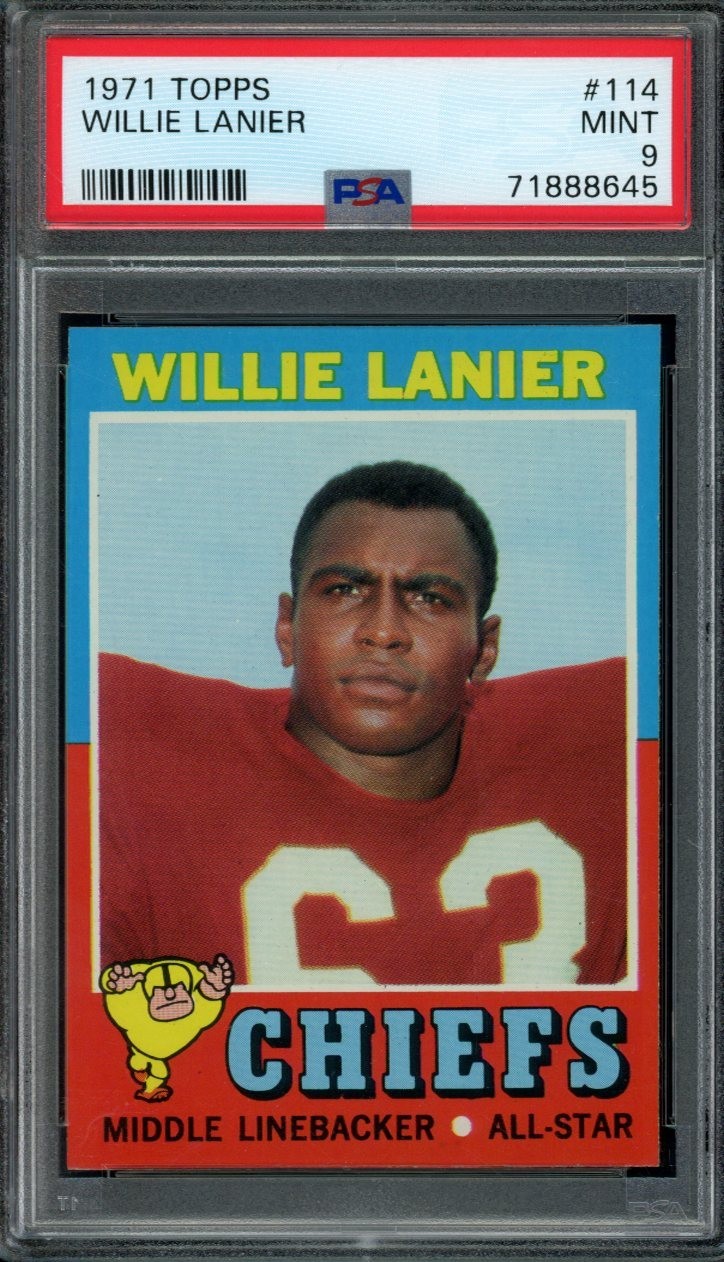 1971 TOPPS #114 WILLIE LANIER PSA 9 CHIEFS RC HOF [645]