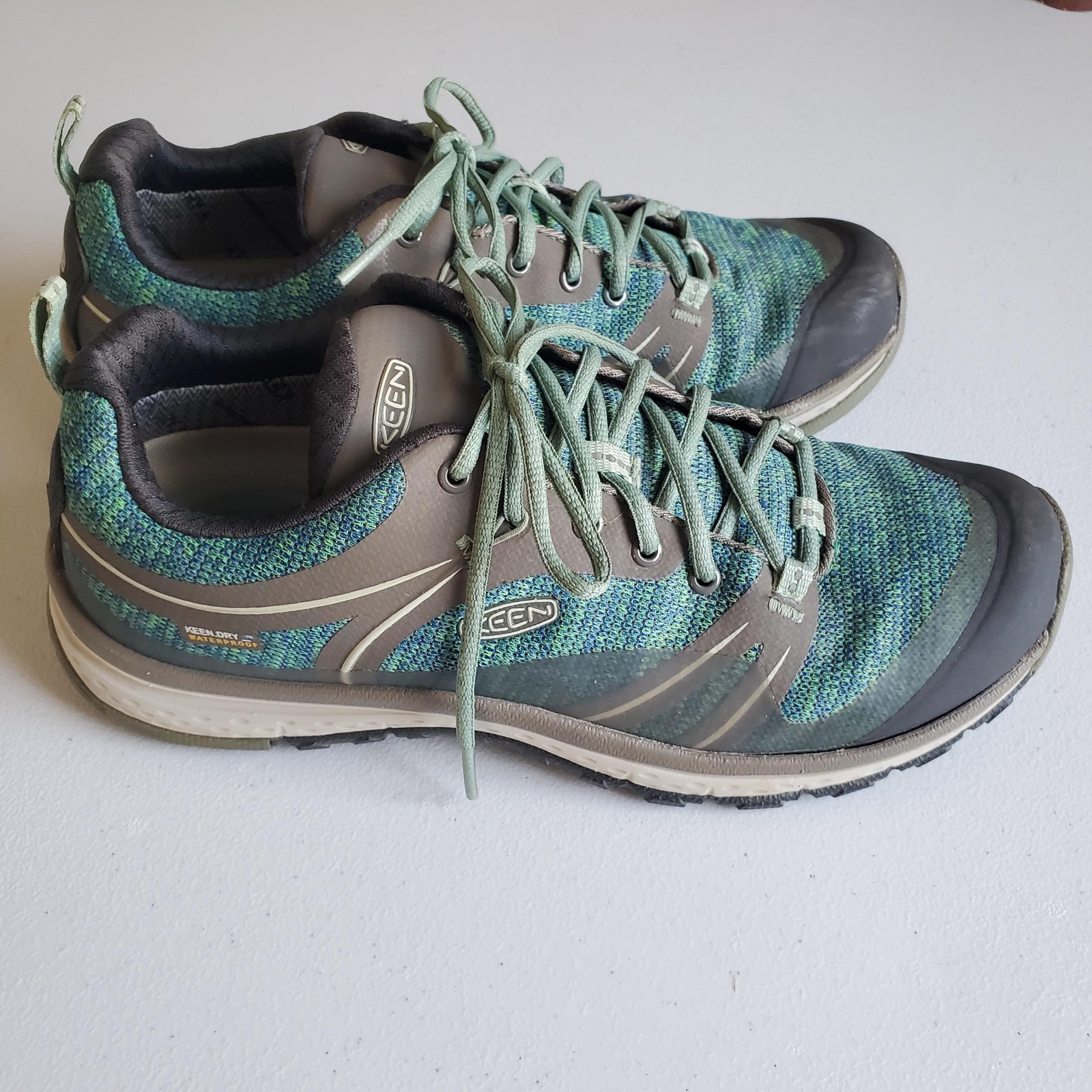 Keen Shoes Womens Size 8 Green Blue KEEN.DRY Waterproof Hiking Trail Sneakers
