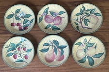 LOT OF 6 PHILIPPE DESHOULIERES PLATES 6" FRUITS Limoges France Porcelain Country