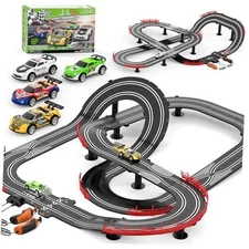 2 in 1 Slot Car Race Track Sets with 4 Slot Cars, 1:43 Electric 2 IN 1 - 21.6FT