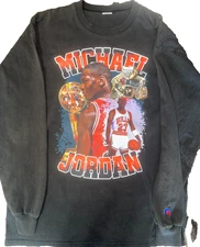 GOAT Tribute Shirt L – MJ Rings & Trophy Graphic, Black