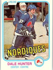 1981-1982 O-Pee-Chee Dale Hunter rookie card Quebec Nordiques #277. rookie card picture