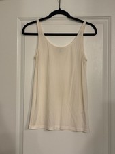 Eileen Fisher 100 Silk Scoop Neck Tank Top Cream Size S