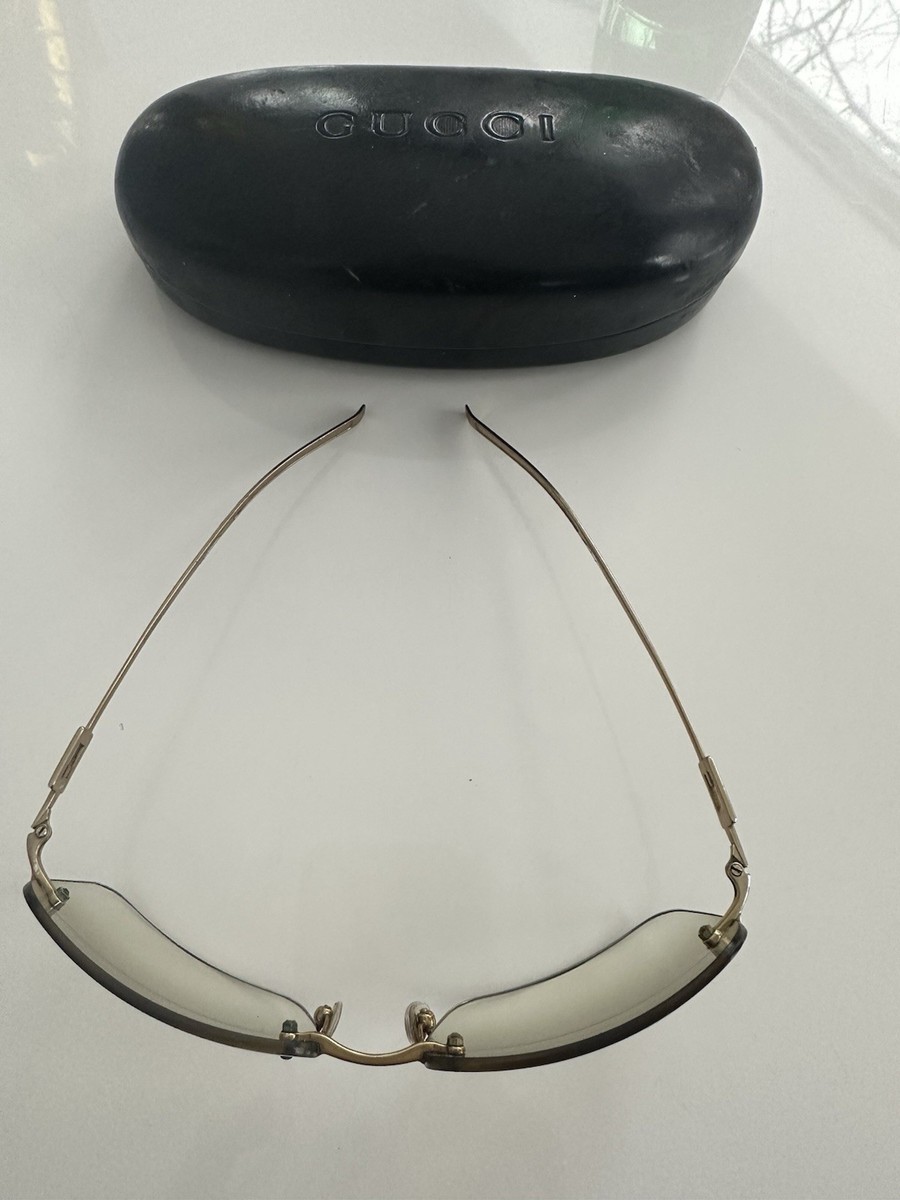 GUCCI Vintage Gold Rimless Sunglasses Gradient Lenses View 2
