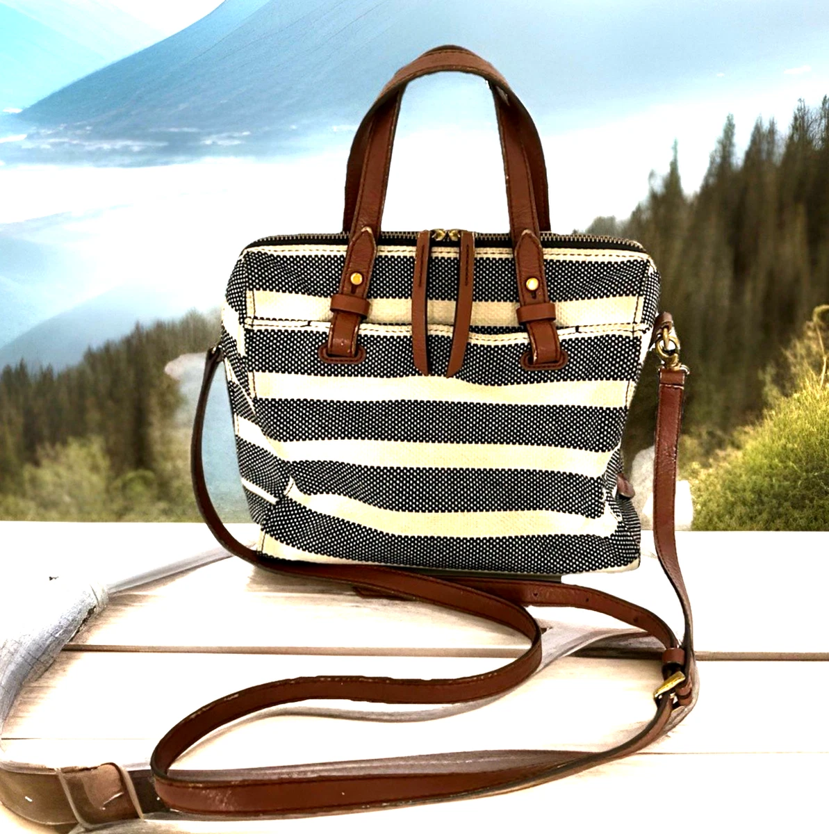 Fossil Satchel/Top Handle Bag Striped Bags & Handbags for Women