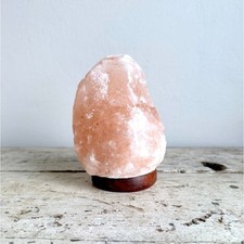 Himalayan Pink Salt Lamp USB Powered Natural Crystal Wood Base BSHL299W 6 Inch