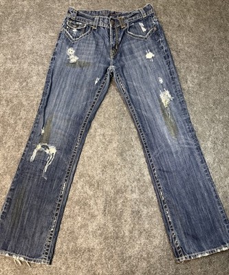MEK Denim Pueblo Boot Cut Jeans Men s 34x34 Distressed Dark Wash 100% Cotton