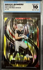 2024 Panini Select-Premier Level Brock Bowers #118 Red & Yellow Shock Prizm (RC)