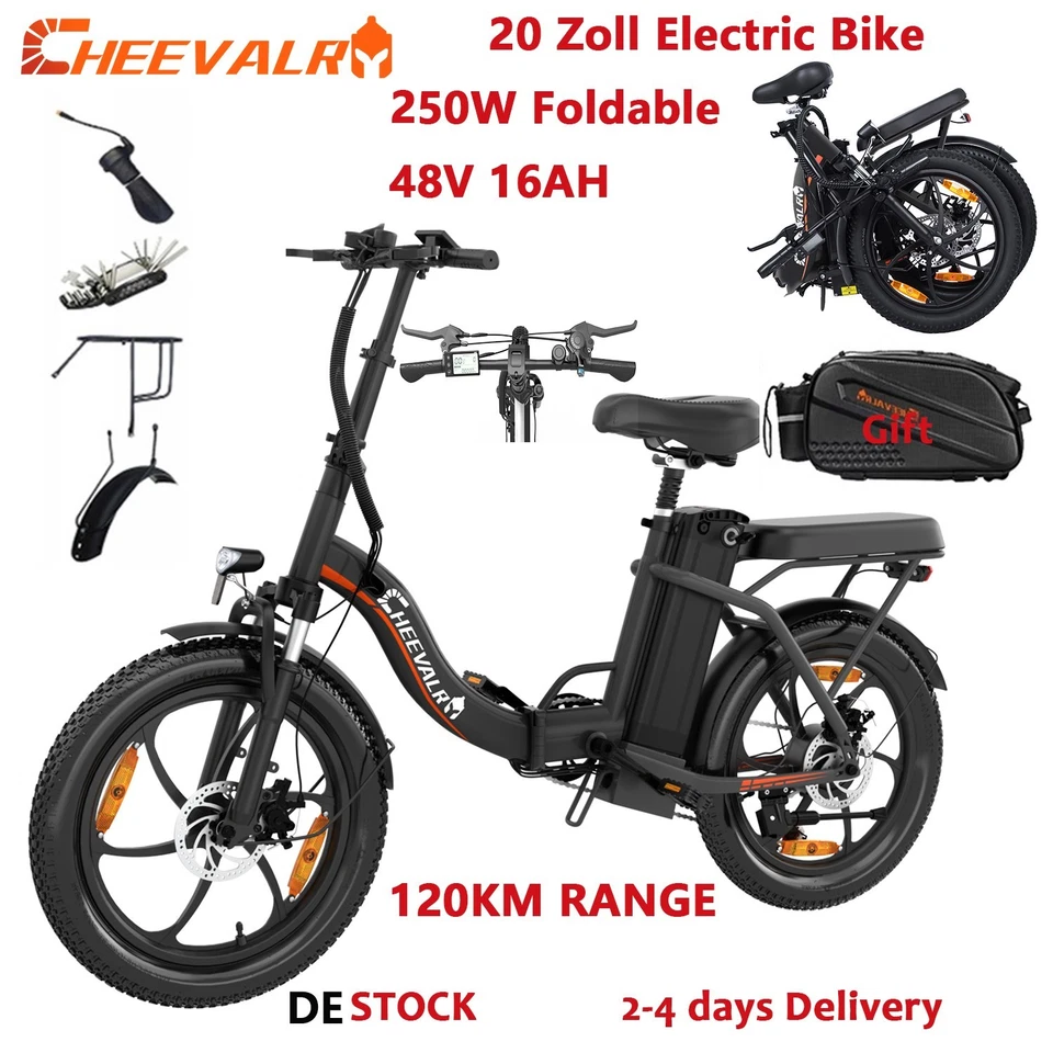 Cheevalry 20" Elektrofahrrad 48V 16AH Fat Tire EBike Faltbar C16 Cityräder 120km