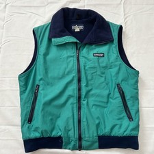 Vintage Lands End Men’s Sz Large Jacket Vest Green Puffer Zip Up Made in USA